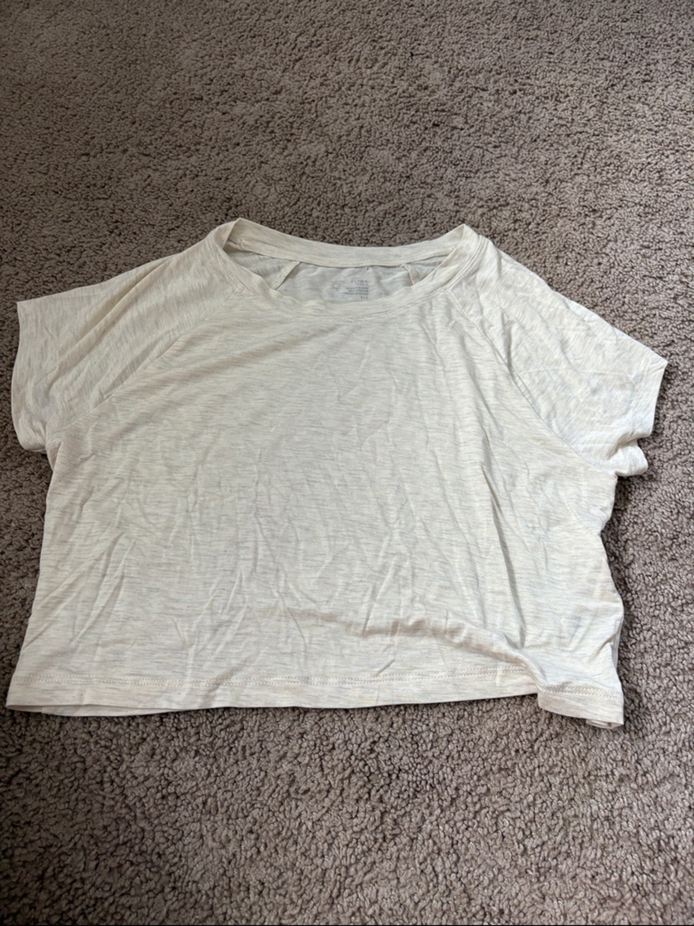 AERIE Cream Cropped Short Sleeve Tee